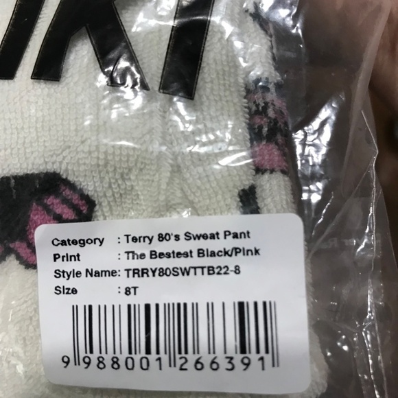 HUGO LOVES TIKI Kid Pant 8T White Terry Pull On Sweatpants School Retro Soft - Picture 4 of 8